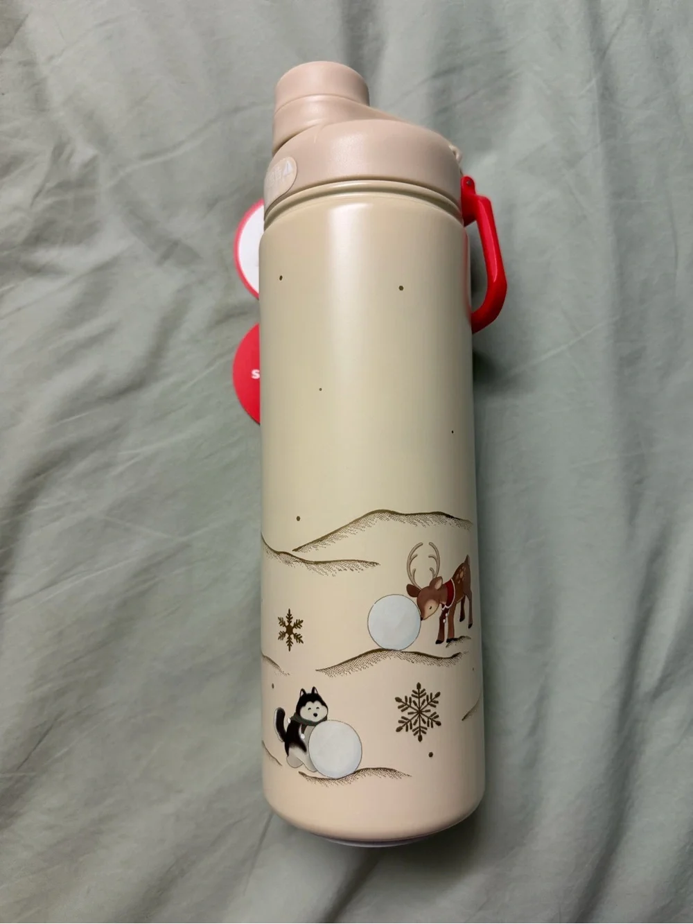 Starbucks Limited Edition Plush Reindeer Bottle Holder and Water Bottle